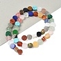 Нити плоских круглых бусин из натурального смешанного камня, смешанные окрашенные и неокрашенные