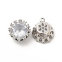 Rack Plating Brass Cubic Zirconia Charms, Cadmium Free & Lead Free, Long-Lasting Plated, Flower Charm