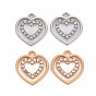 Alloy Pendants, with Crystal Rhinestone, Heart
