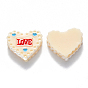 Resin Decoden Cabochons, for Valentine's Day, Heart Shaped Biscuit, with Word LOVE