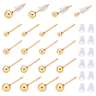 PVD Vacuum Plating 304 Stainless Steel Ball Stud Earrings, with Silicone Ear Nuts