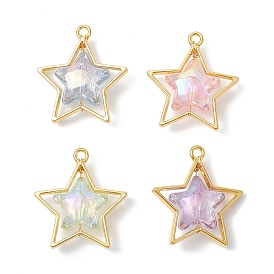 Акриловые подвески, звезды прелести, с подвесками из сплава и обручем из медной проволоки