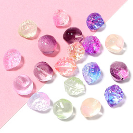 30pcs/pack transparent glass jelly color peach strawberry fruit half hole loose beads diy mobile phone chain small pendant