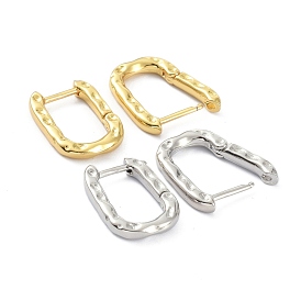 Фактурные серьги-кольца из латуни прямоугольной формы, долговечные позолоченные серьги для девушек и женщин