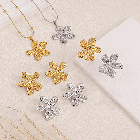 304 Наборы из подвесок, сережек-гвоздиков и колец из нержавеющей стали для женщин, цветок