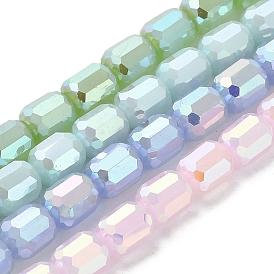 Imitation Jade Glass Beads Strands, Faceted, Column