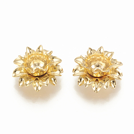 Coupelles en laiton, multi-pétale, fleur, sans nickel, réel 18 k plaqué or