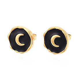 Самородки с луной 304 серьги-гвоздики из нержавеющей стали с эмалью, ионное покрытие (ip)