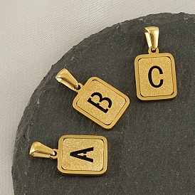 Stainless Steel Pendants, Real 18K Gold Plated, Rectangle