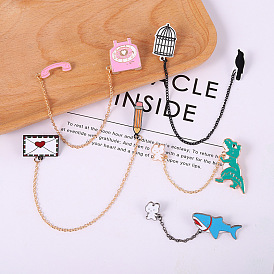 Unique Birdcage Shaped Alloy Enamel Chain Brooch for Fashionable Look