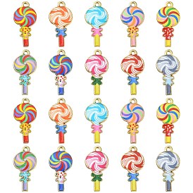 30 шт 10 стили подвески из сплава эмали, золотые, леденцы очарование