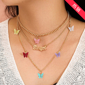 Butterfly Necklace Gold Three-layer Chain Sexy Women's Accessories - Personalized, Stylish