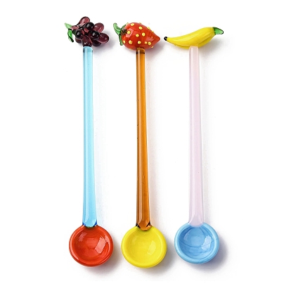 Стеклянные ложки для фруктов ручной работы, кухонная утварь