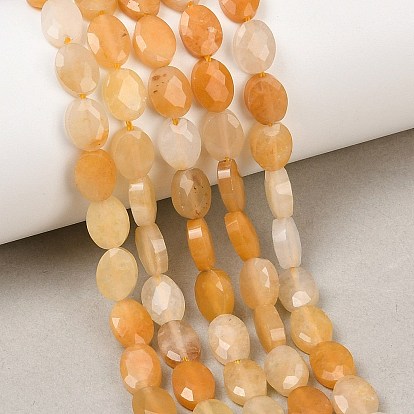 Природный Топаз нефрита бисер нитей, граненые, Плоско-овальные