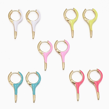 Серьги-кольца из латуни с микропаве из прозрачного кубического циркония, с эмалью, долговечный, леденец, реальный 18 k позолоченный