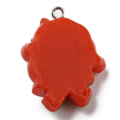 Opaque Resin Pendants, Christmas Charms with Platinum Plated Iron Loops