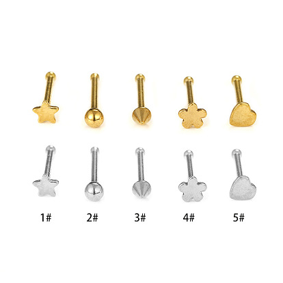 316l хирургические кольца для носовых костей из нержавеющей стали, конус в форме звезды