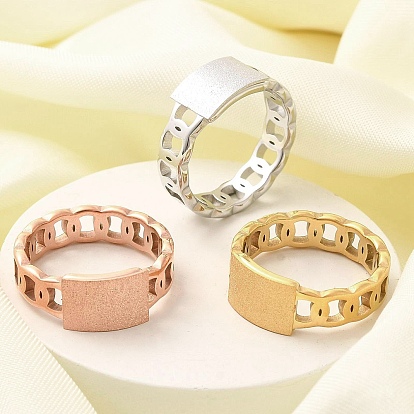 Текстурированный прямоугольник 304 перстень из нержавеющей стали для женщин, ионное покрытие (ip)