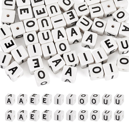 50шт 5 стили фарфоровые бусины ручной работы, квадрат с буквой