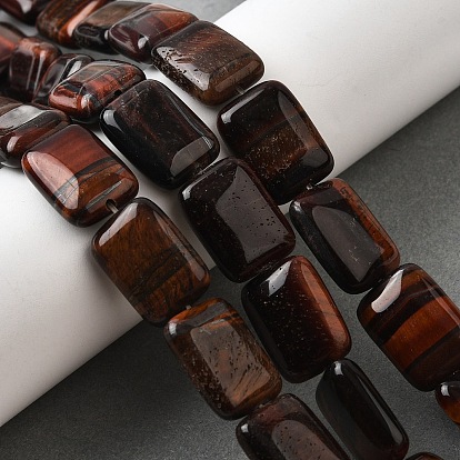 Нити бусин из натурального красного тигрового глаза, прямоугольные