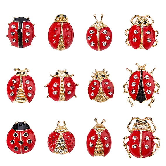 1 эмалевые булавки в виде божьей коровки, значки со стразами из железного сплава для лацканов одежды рюкзака