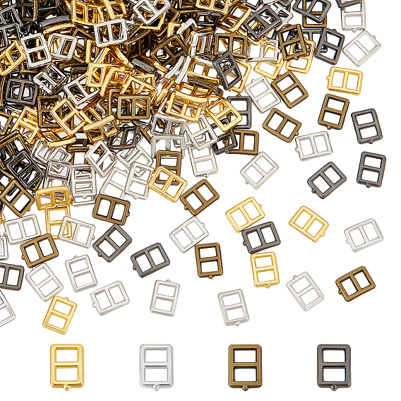 320шт. 4 цвета прямоугольной формы сплав пряжки застежки, для кукольной тесьмы, обвязочные мешки, аксессуары для одежды