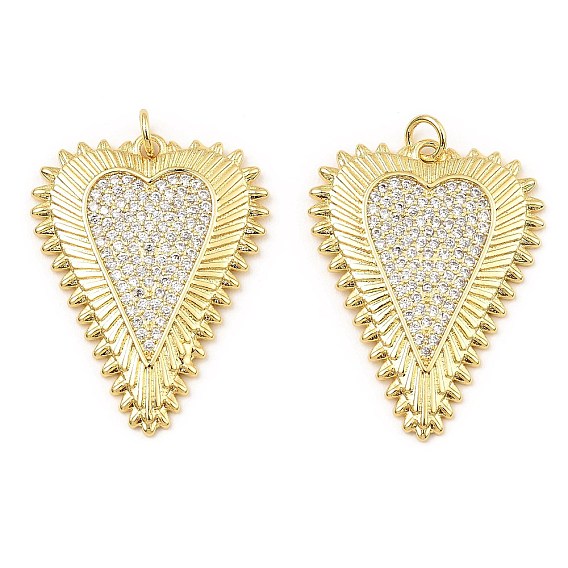 Покрытие стойки латунь микропаве прозрачные подвески из кубического циркония, без кадмия и без свинца, сердце