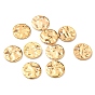 304 Stainless Steel Charms, Textured, Flat Round Charm