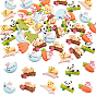 50pcs 5 Style Opaque Resin Cabochons, Cartoon Style, Mixed Shape
