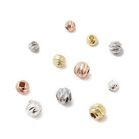 Рифленые круглые латунные бусины, долговечный, стойки покрытие, без свинца и без кадмия