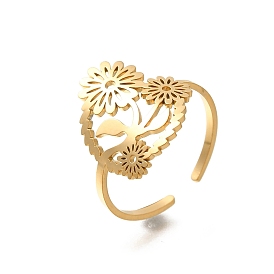 304 Stainless Steel Rings for Women, Chrysanthemum