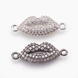 Brass Micro Pave Cubic Zirconia Links, Lip