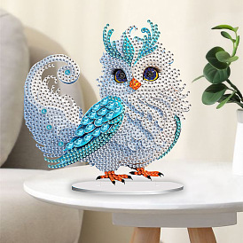 DIY Owl Diamond Painting Kit, Including Acrylic Rhinestones Bag, Diamond Sticky Pen, Tray Plate, Oval Base, Glue Clay and Canvas