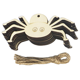 Unfinished Wood Pendant Decorations, Kids Painting Supplies,, Wall Decorations, with Jute Rope, Spider