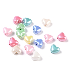 Plating Opaque Acrylic Beads, Heart, Pearlized