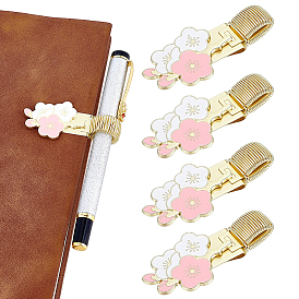 4 Stück Stiftclips aus emaillierter Legierung mit Eisenclip, Blume, golden