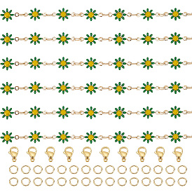 Наборы для самостоятельного изготовления цепочек из эмалированной латуни с цветочным узором