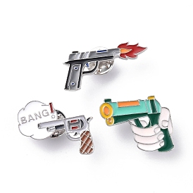Gun Shape Enamel Pin, Platinum Alloy Brooch for Backpack Clothes