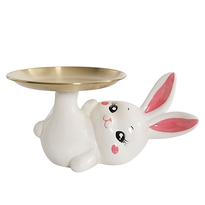 Керамические фигурки кроликов на подносе, Хранение ключей для входных ювелирных изделий для украшения домашнего рабочего стола