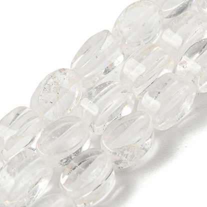 Natural Quartz Crystal Beads Strands, Rock Crystal Beads, Flat Oval