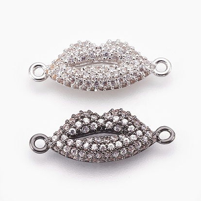 Brass Micro Pave Cubic Zirconia Links, Lip