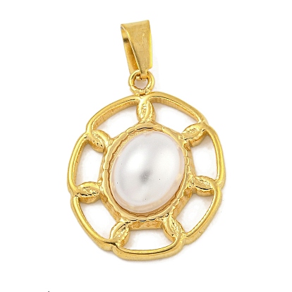 Плоские круглые ионное покрытие (ip) 304 подвески из нержавеющей стали, с ABS имитации жемчуга