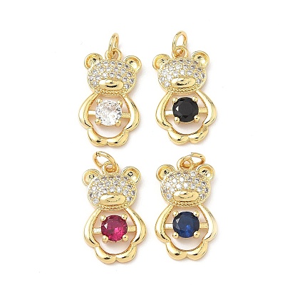 Латунные микро проложить кубического циркония подвески, медведь, без кадмия и без свинца, долговечный, с целью перехода в кольце