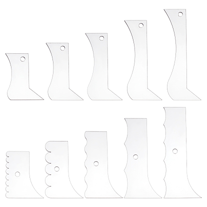 10Pcs Acrylic Pottery Edge Tools, with 1Pc Paper Stickers