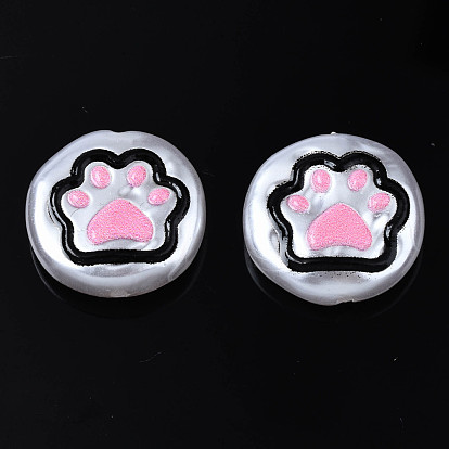 3D Printed ABS Plastic Imitation Pearl Beads, Heart with Cat Pawprint