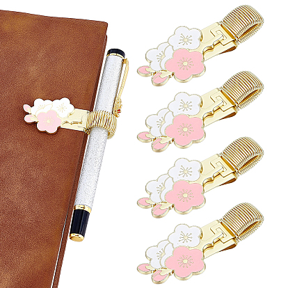 4 Stück Stiftclips aus emaillierter Legierung mit Eisenclip, Blume, golden