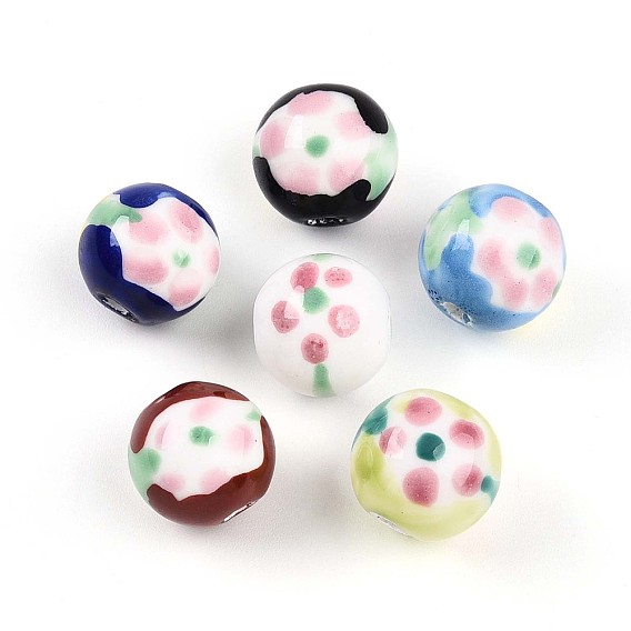 Фарфоровые бусины ручной работы, пастельный фарфор, круглый и цветочный