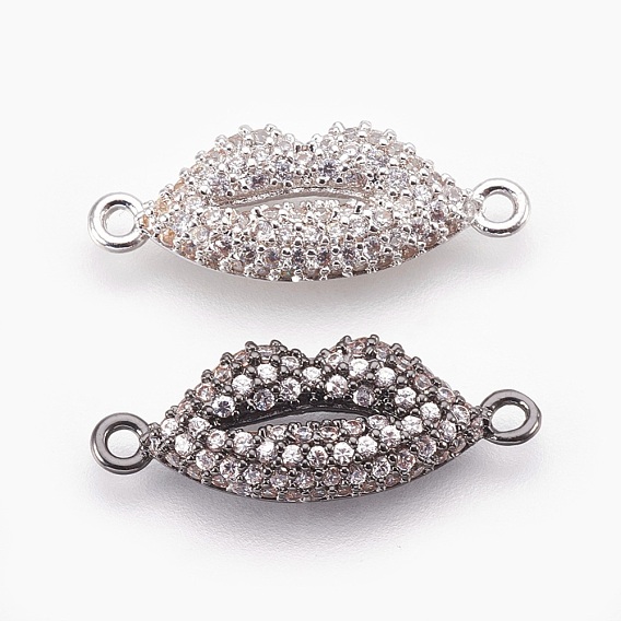 Brass Micro Pave Cubic Zirconia Links, Lip