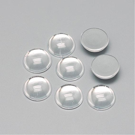 Transparent Acrylic Cabochons, Half Round/Dome, Back Plated