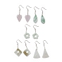 Natural Myanmar Jade/Burmese Jade Dangle Earrings with 925 Sterling Silver Pin for Women, Mixed Shape